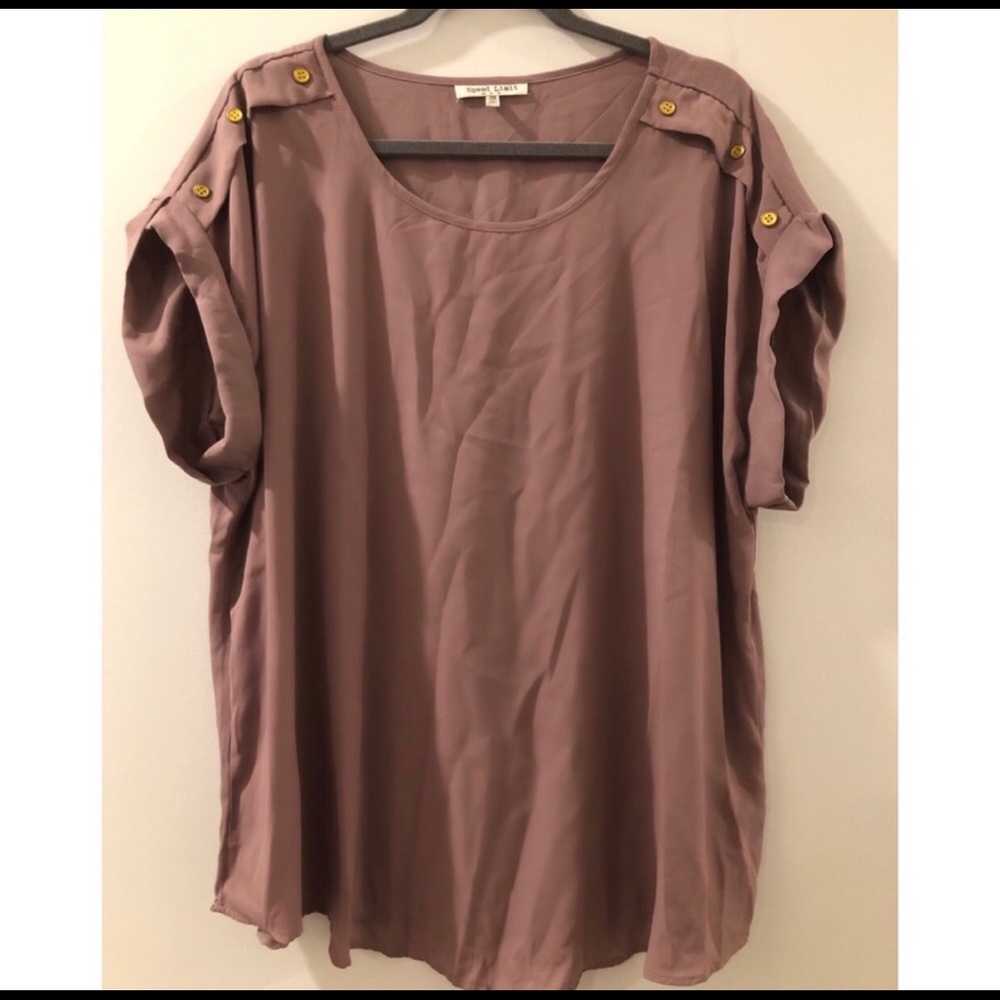 Blush colored cuffed sleeve blouse-3X